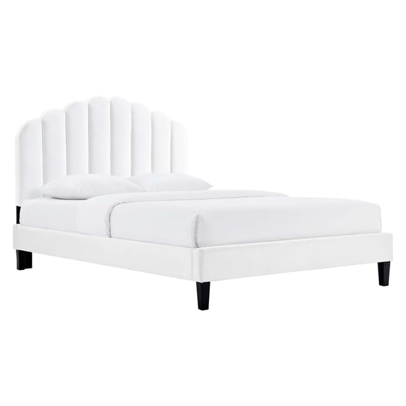 Modway Daisy Modern Performance Velvet Twin Platform Bed in White