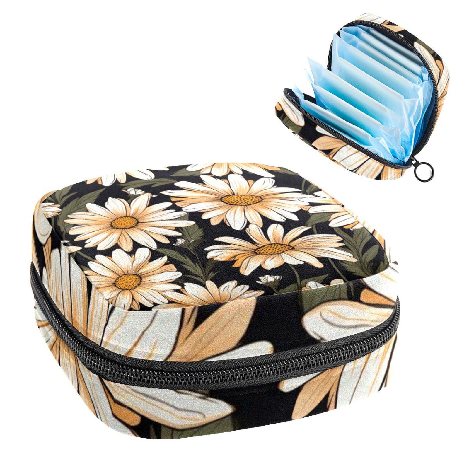 Daisy Period Pouch Sanitary Napkin Purse, Small Zipper Cosmetic Pouch