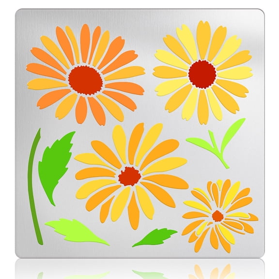 Daisy Petal Stencil Metal Stencil for Journaling Stainless Steel Flower Template for Wood Burning Reusable Template 17.8cm