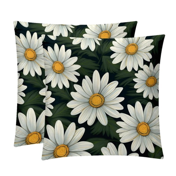 Daisy Pillow Covers - Set of 2 - 16x16, 18x18, 20x20 Inches - Unique Patterns for Various Occasions - Decorative Throw Pillowcases for Home Decor