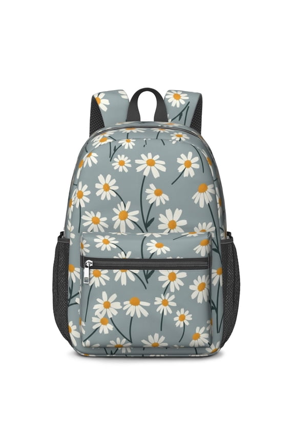 Daisy Pioneer Flower 17" School Backpacks for Teens,Waterproof Oxford Fabric,S-Shape Padded Straps for School,Travel,Hiking,Camping