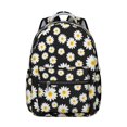 thumbnail image 1 of Daisy Pioneer Flower Black Pattern Backpack for School, Cute School Bag with Adjustable Shoulder Straps and Padded Back, 15.3"x11"x7.1", 1 of 5