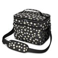 thumbnail image 1 of Daisy Pioneer Flower Black Pattern Insulated Lunch Box for Women Men, Medium Leakproof Cooler Bag with Adjustable Strap, 10"x6.7"x8", 1 of 6