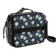 thumbnail image 1 of Daisy Pioneer Flower Blue Pattern Insulated Lunch Bag with Shoulder Strap and Bottle Holder,Bento School Lunch Bag Box,11x9.5x3.5 Inches, 1 of 5