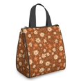 thumbnail image 1 of Daisy Pioneer Flower Brown Pattern Insulated Lunch Bag for Women Men, Large Portable Soft Cooler Tote, Thermal Food Storage Bag with Pearl Cotton, 8.66L, 8.75"x5.75"x9.5", 1 of 6