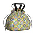 thumbnail image 1 of Daisy Pioneer Flower Drawstring Insulated Lunch Bag for Women, Stain-Resistant Large Lunch Tote with Multi-Pockets for Work Office, 1 of 6