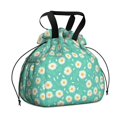 thumbnail image 1 of Daisy Pioneer Flower Green Pattern Drawstring Insulated Lunch Bag for Women, Stain-Resistant Large Lunch Tote with Multi-Pockets for Work Office, 1 of 6