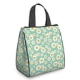 thumbnail image 1 of Daisy Pioneer Flower Green Pattern Insulated Lunch Bag for Women Men, Large Portable Soft Cooler Tote, Thermal Food Storage Bag with Pearl Cotton, 8.66L, 8.75"x5.75"x9.5", 1 of 6