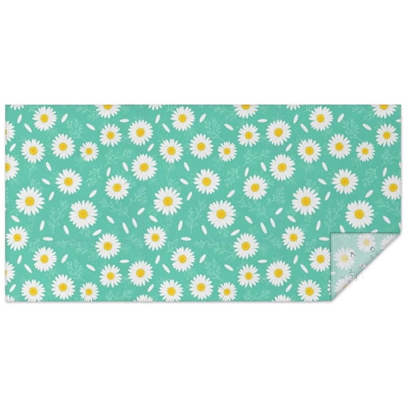 Daisy Pioneer Flower Green Pattern Waterproof Tablecloth, Rectangular ...