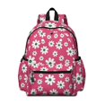 thumbnail image 1 of Daisy Pioneer Flower Pink Pattern Backpack for School, Cute School Bag with Adjustable Shoulder Straps and Padded Back, 13.4"x11"x4.7", 1 of 5