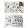 thumbnail image 1 of Daisy Placemats Set of 12 Spring Floral Grey Plaid Eucalyptus Leaves Place Mats Indoor Wipeable Table Mats Washable Cloth Dining Table Placemats for Kitchen Holiday Party Home Decor 13x19 Inch, 1 of 9