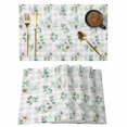 thumbnail image 1 of Daisy Placemats Set of 4, Spring Eucalyptus Leaves Flowers Botanical Gray Plaid Placemats for Dining Table, Place Mats for Kitchen Tabletop, Waterproof Wipeable Dining Table Mats Set, 1 of 9
