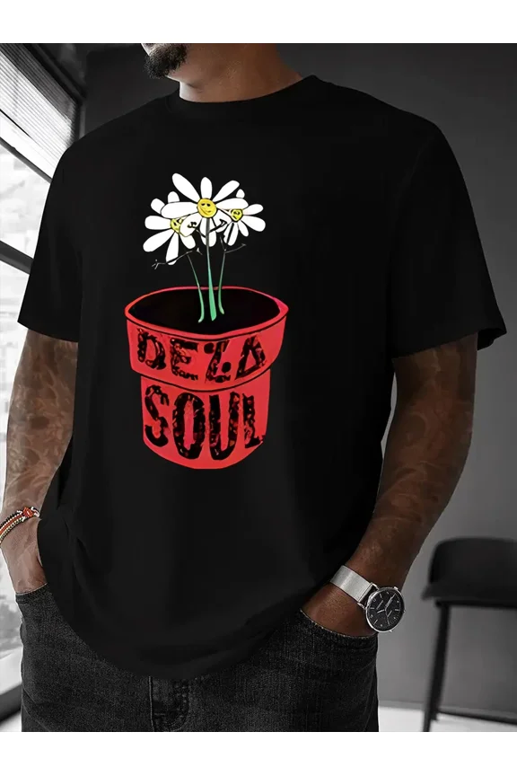 Daisy Plant Deza Soul Graphic Black Short Sleeve Apparel Unisex T-Shirt ,up to size 5XL