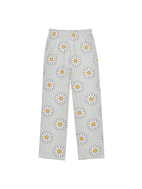 Daisy Polka Dots Pajama Pants Soft and Lightweight Elastic Waistband Pajama Pants