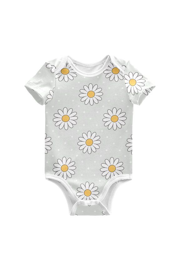 Daisy Polka Dots Pattern Baby Bodysuits 100% Cotton Short Sleeve for 0-24 Months Baby Golf Outfit 18Months