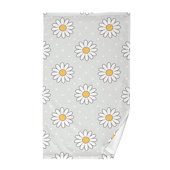 Daisy Polka Dots Pattern Bath Towel 100% Cotton Soft Thick High Absorbency Hand Face Towel Single Pack 16x28in