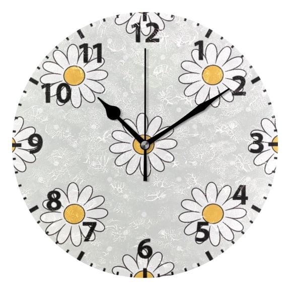 Daisy Polka Dots Pattern Wall Clock 10in Round Artistic Oil Painting Home Decor Desk Table Clock
