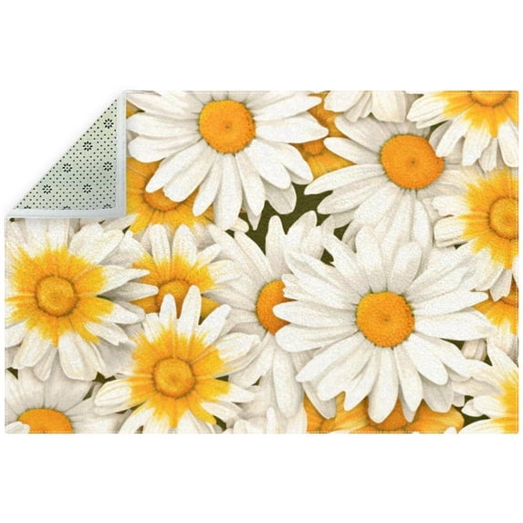 Daisy Polyester Kitchen Rug – Durable Floor Mat for Kitchen – Comfortable Cushioned Rug for Standing –Kitchen Mat for Home and Office – Modern Kitchen Decor