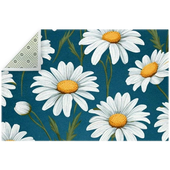 Daisy Polyester Right-Angle Chair Mat for Office and Home Floors - Durable Floor Protector for Carpets and Hardwood - Transparent Design - 48" x 36" - Indoor Use Only