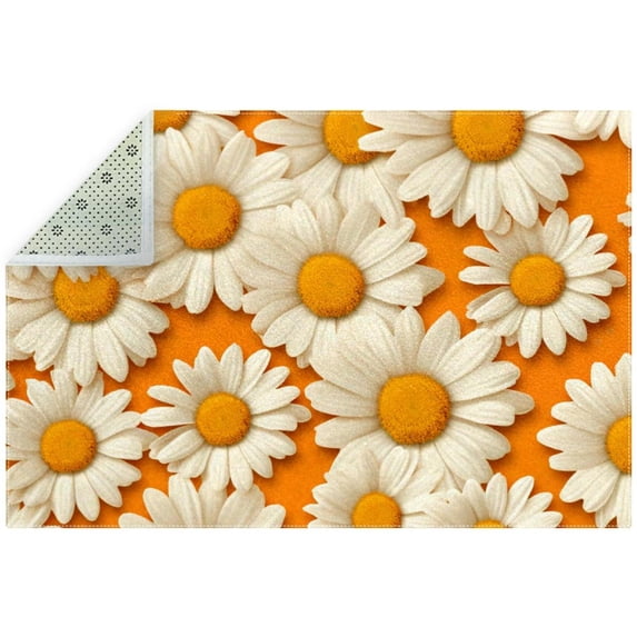 Daisy Polyester Right-Angle Door Carpet Mat for Entryway, Indoor Floor Rug with Dual-Layer Absorbent Technology - 24 x 36 Inches