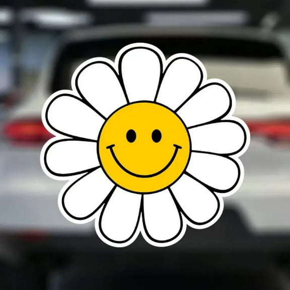 Daisy Power Flower Car Decal, Waterproof Vinyl Sticker, 6-Year Outdoor Durability, Die-Cut Design