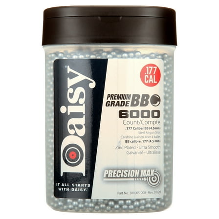 Daisy Precision Max Bb's 0.177 Caliber Bb Zinc Plated Steel, 6000ct.