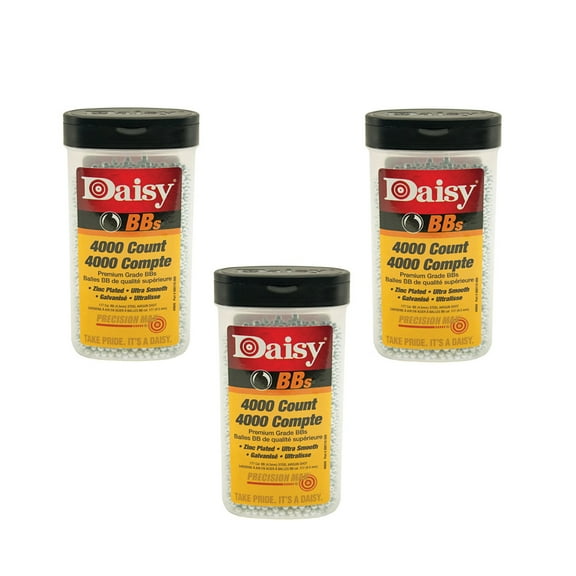 Daisy Premium Grade BBs, .177 Cal, 4.5 mm, Set of 3 - 4000 ct Bottle, 12000 Count In Total