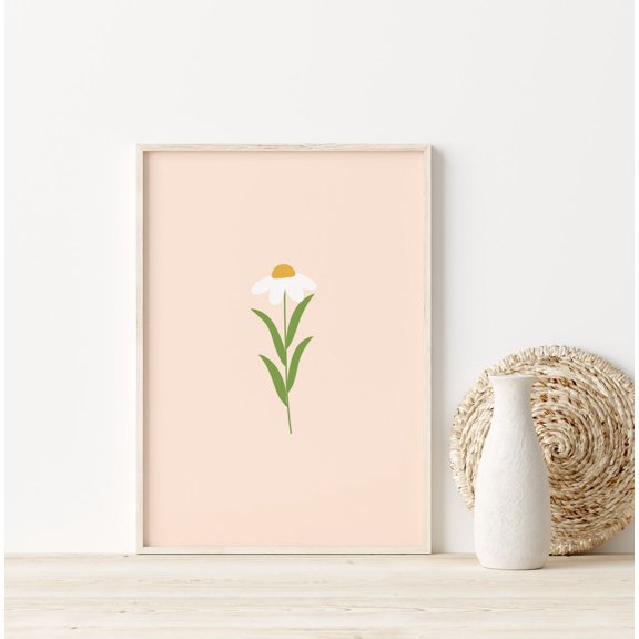 Daisy Print Boho Floral Flower Pink Unframed Paper Print