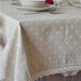 thumbnail image 1 of Daisy Print Cotton-Linen Tablecloth – Small Dots, Rustic Farmhouse Style for Dining Table & Chairs (White chrysanthemum lace,100-140 cm), 1 of 10
