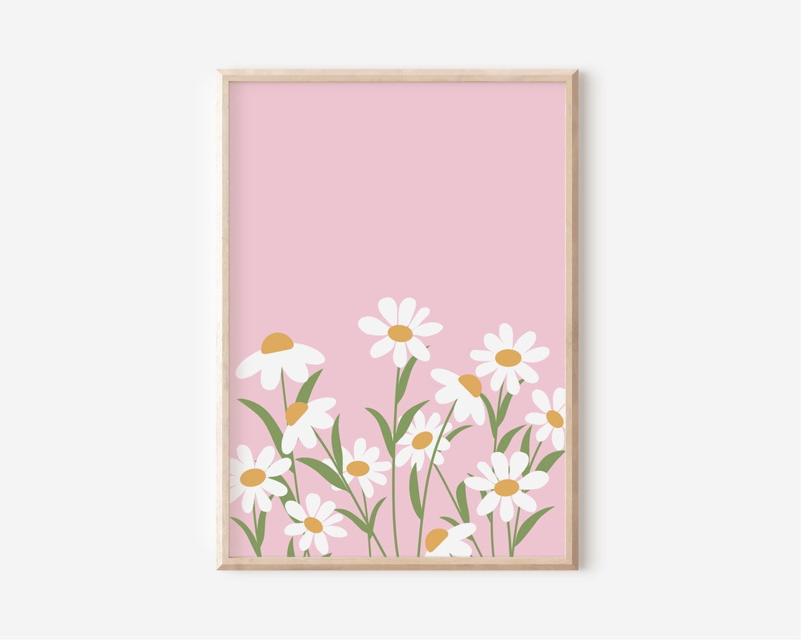 Daisy Print // Daisy Wall Art, Nursery Print, Boho Floral Print, Flower ...