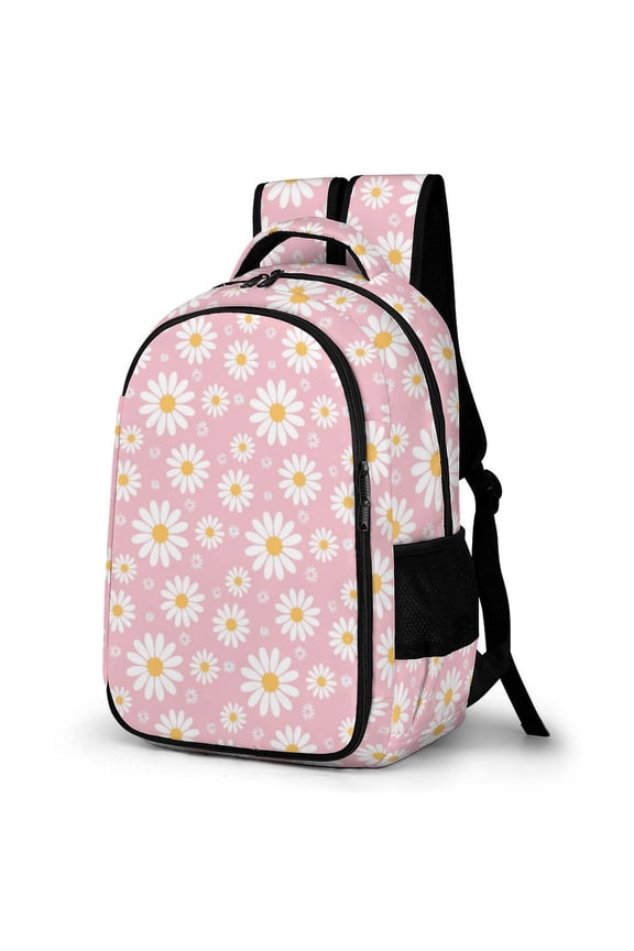Daisy Print Oversized Travel Backpack – Dual Expandable Compartments for Extended Trips & Weekend Adventures Pink Pink Pink