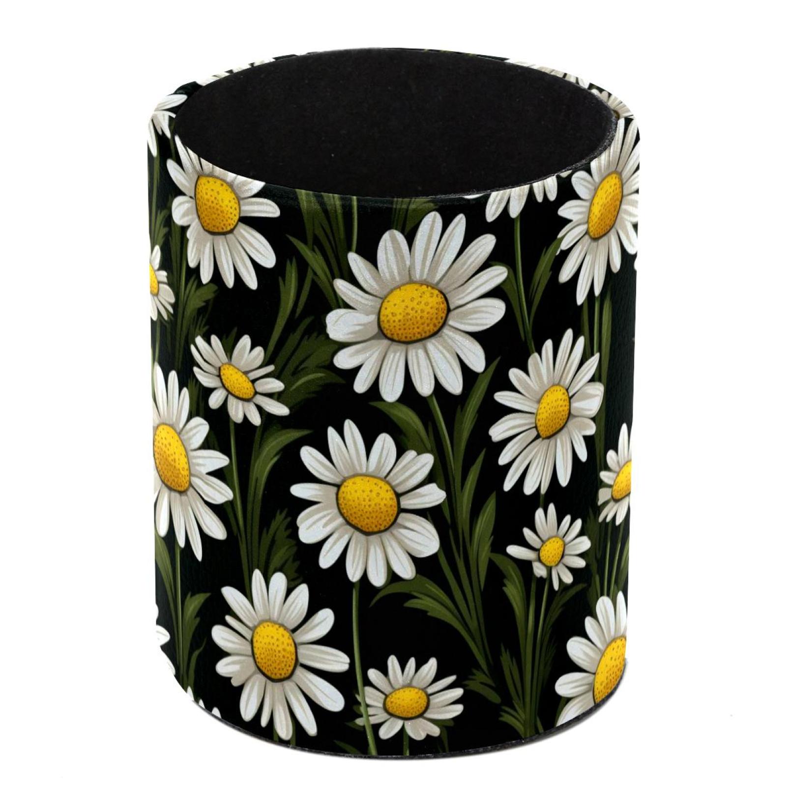 Daisy Print Pattern Pen Holder Fun Pencil Holder Makeup Brush Organizer