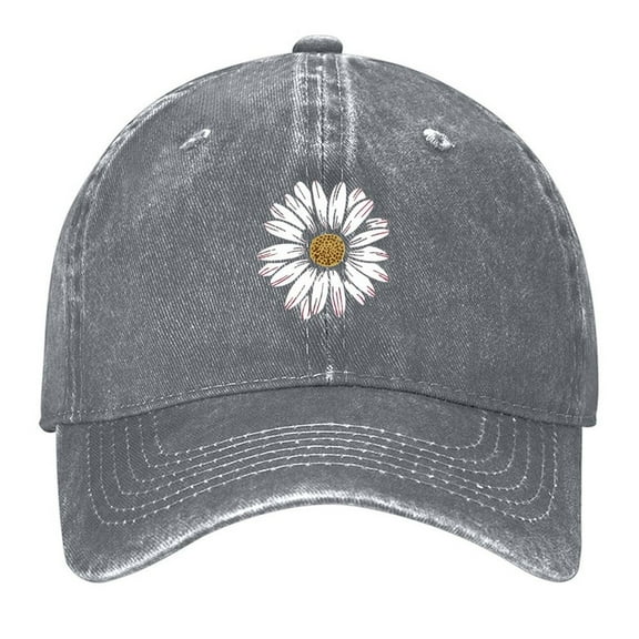 Daisy Print Vintage Wash Dad Hat Adjustable Curved Brim Baseball Cap,Made In USA,Casual Outdoor Sports Fishing Cap for Men and Women