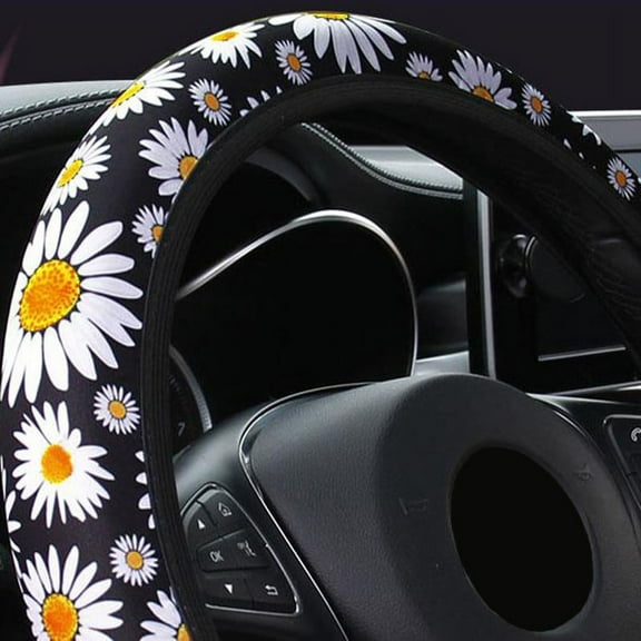 Daisy Printed Steering Wheel Cover for Cars - Anti-skid Elastic Protector