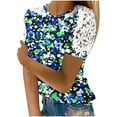 thumbnail image 1 of Daisy Printed Tops for Women Summer Crew Neck Tee Short Sleeve Shirts Sexy Hollow Out Tee Shirts Slim Fitted Tunic Tops Pullover Sweater Blouses Going Out Beach Vacation Clothes 2025, 1 of 7