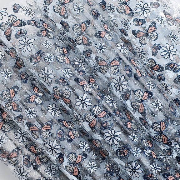 Daisy Printed Transparent Vinyl Roll Butterfly Flower Clear Waterproof T Black Fabric Jelly Leather 47.2x11.8in Cosmetic Bag Bows