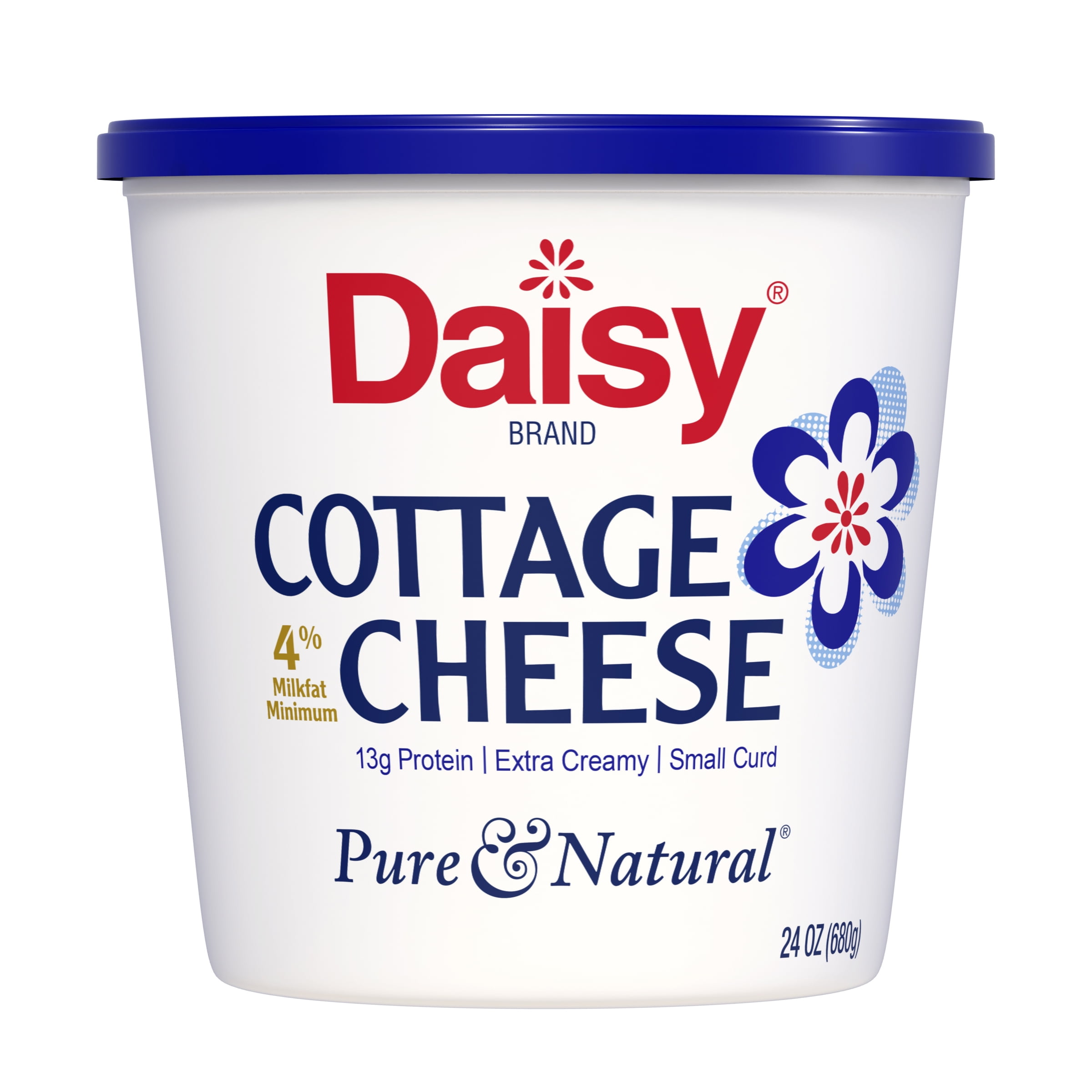 Daisy Pure and Natural Cottage Cheese, 4% Milkfat, 24 oz (1.5 lb) Tub  (Refrigerated) - 13g of Protein per serving