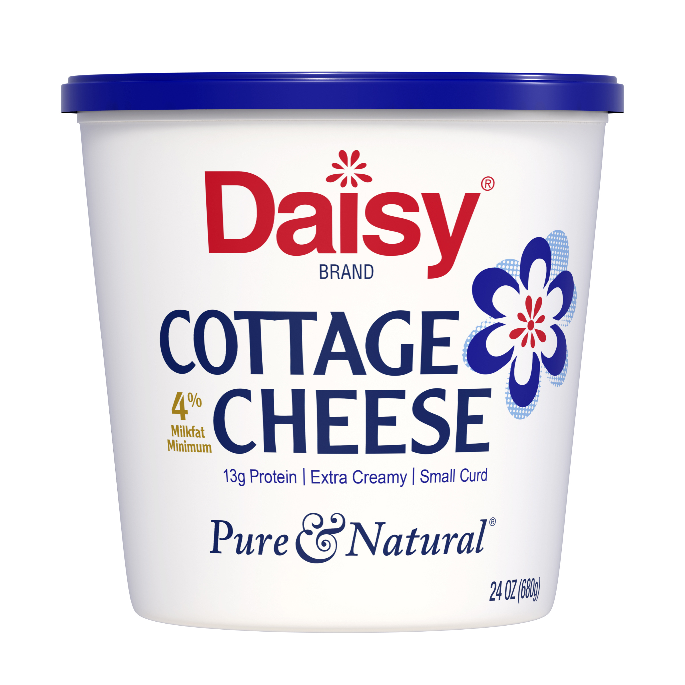 Daisy Pure and Natural Cottage Cheese, 4% Milkfat, 24 oz (1.5 lb) Tub (Refrigerated) - 13g of Protein per serving - image 1 of 10