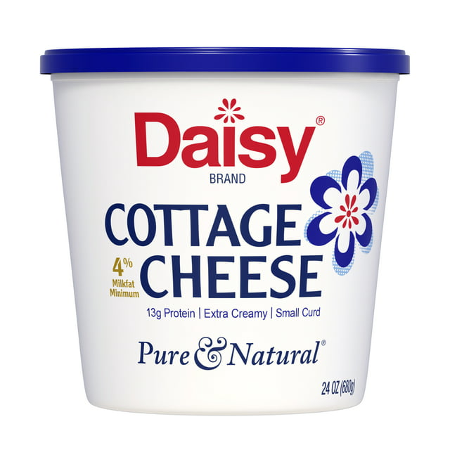 Daisy Pure and Natural Cottage Cheese, 4% Milkfat, 24 oz (1.5 lb) Tub (Refrigerated) - 13g of Protein per serving