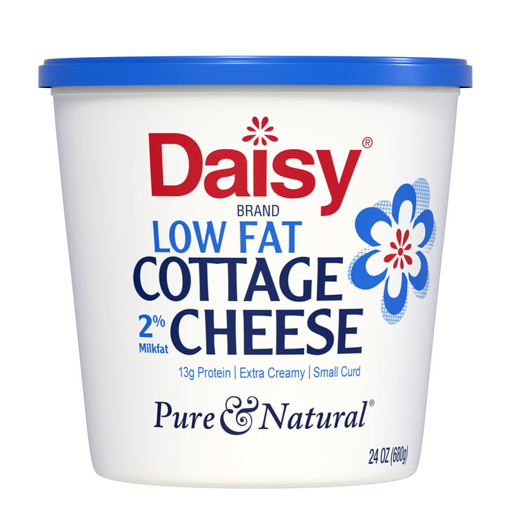 Daisy Pure and Natural Low Fat Cottage Cheese, 2% Milkfat, 24 oz (1.5 lb)  Tub (Refrigerated) - 13g of Protein per serving
