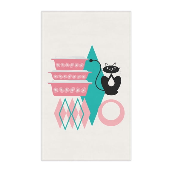 Daisy Pyrex inspired Kitchen Towel, dish towel, Atomic Cat tea towel