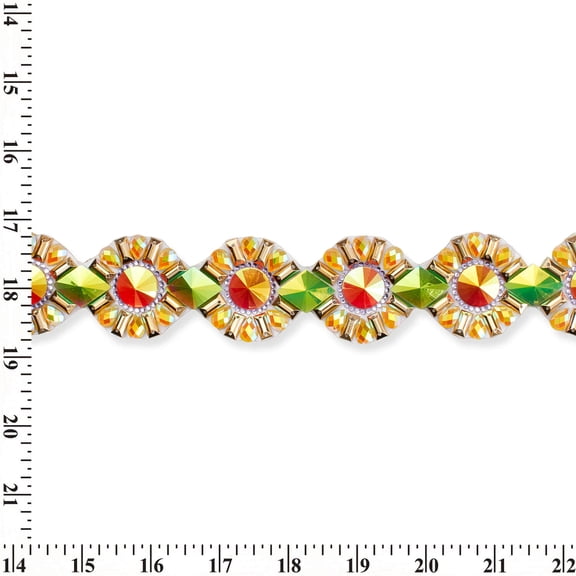 Daisy Resin Rhinestone Iron On Gel Backed Trim Sold By The Yard