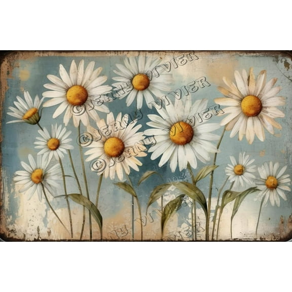 Daisy Retro Aluminum Sign 12"x8" Metal Sign White Daisy Flower Wall Art Antique Wall Decor for Bedroom Tin Garden Signs for Cafes Club Pub Man Cave Wall Sign Gifts