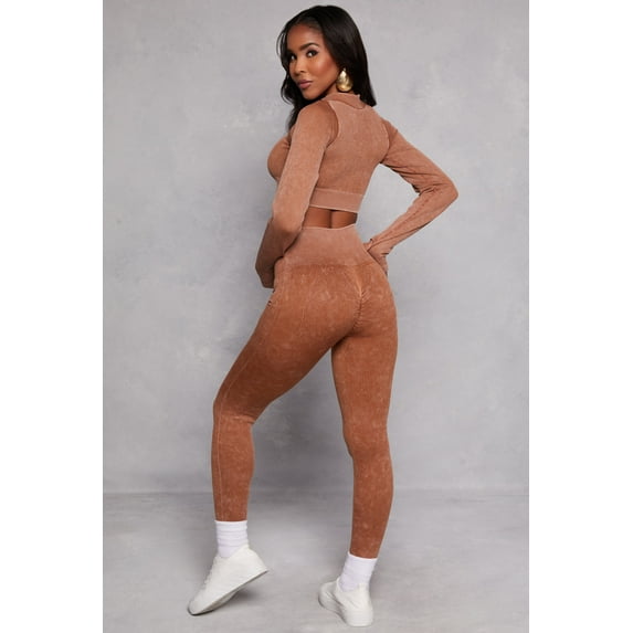 Womens Daisy Ribbed Knit High Waist Leggings