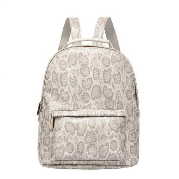 Daisy Rose Backpack Bag Luxury PU Vegan Leather Cream Snake