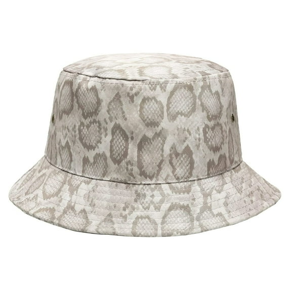 Daisy Rose Bucket Hat - Unisex Packable Summer Travel Beach Sun Hat - Cream Snake