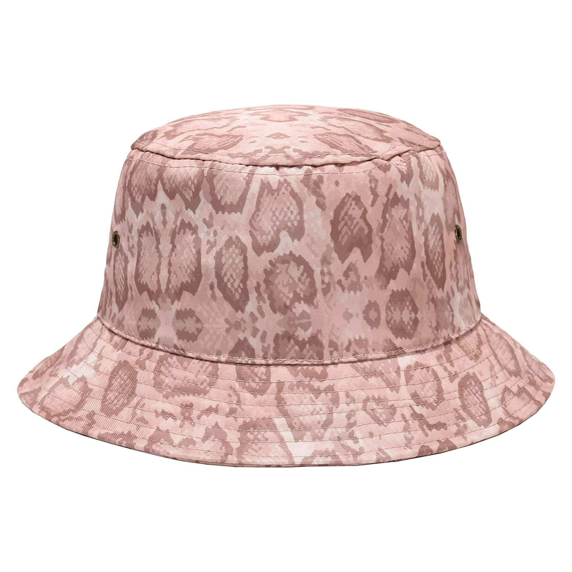 Daisy Rose Bucket Hat - Unisex Packable Summer Travel Beach Sun Hat - Pink Snake