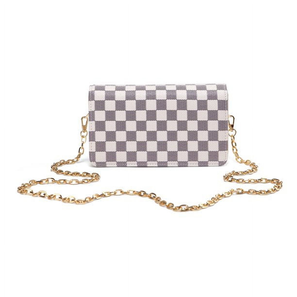 Daisy Rose Checkered Tote Shoulder Bag with Inner Pouch