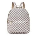 thumbnail image 1 of Daisy Rose Unisex Checkereboard PU Vegan Leather Backpack Bag, Off White, 1 of 9