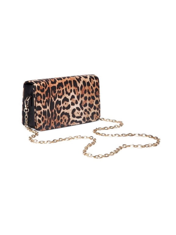 Cross Body Bag for Women - RFID Blocking with Credit Card Slots Clutch -PU Vegan Leather (Leopard)